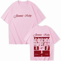 Jennie Ruby Album 2025 Printing T-Shirt Harajuku Unisex Fan Gift Tees Men Women Plus Size Casual Short Sleeve Cotton Tee M white