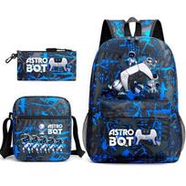 Astro Bot Vaikų mokyklinė kuprinė, Kosminis robotas Pradinės mokyklos mokinys Žvaigždėtas dangus Kuprinė Laisvalaikio krepšys 17 inch backpack black
