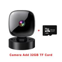 HD 1080P Mini WiFi Kamera WiFi Išmanusis Monitorius Stebėjimo Kameros Nuotolinio Stebėjimo Kameros 360° Pasukamos Vaizdo Apsaugos Stebėjimo Kameros Camera and 32G card black
