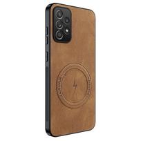 Samsung A52 A52S prabangus naujo stiliaus odinis telefono dėklas Samsung Galaxy A52 magnetinei belaidžio įkrovimo smūgiams atspariai dangtelio Capa Galaxy A52s 5G ruda