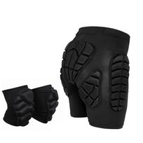 Lauko slidinėjimo šortai + kelių apsaugų rinkinys Vandeniui atsparus riedlenčių, snieglentės, slidinėjimo moterims vyrams Ski Shorts M black