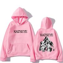 Katseye dvipusiai spausdinti džemperiai vyrams moterims Vintažiniai drabužiai mada Vilnos ilgomis rankovėmis Hip Hop gatvės stilius Laisvi megztiniai S pink