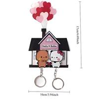 Panda Bubu and Dudu Acrylic Keychain Ctue Fridge Magnet Wall Hanger Cartoon Panda Key Charm Hooks Pendant Accessory Couple Gift black
