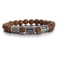 Vikingų Rūnų Apyrankė Vyrams 8mm Lavos Obsidianas Turkio Karoliukai Laimės Amuletas Skandinaviški Papuošalai Dovana gray