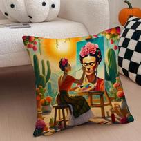 Frida Kahlo Pagalvės užvalkalas Antialerginis pagalvės užvalkalas Nematomas užtrauktukas Švelnus trumpas pliušas Sofos pagalvės užvalkalas 18x18Inch