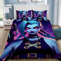 Karštas Anime Arcane Patalynės Komplektas 3D Spausdinimas Jinx Suaugusiems Berniukams Mergaitėms Miegamojo Dekoravimas Antklodės Užvalkalas Komplektas Viengulio Dvigubo Dydžio Lovos Patalynė 150*200cm 3pcs