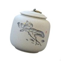 Ceramic Tea Portable 800ml Storage Canister Traditional Loose Leaf Holder for Sweet Treats And Lotus Leaf