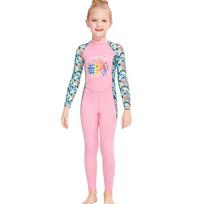 Girls' Quick-Dry Long-Sleeve Swimsuit for Outdoor Snorkeling, Medium & Large Sizes. Medium rožinė