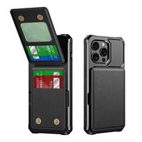 Vertikalios kortelių angos Odinė piniginė dėklas iPhone 15 16 Pro Max 14 Plus 13 12 11 Anti-Fall Stovas Laikiklis Dvigubas magnetinis užsegimas For iPhone 16Plus juoda