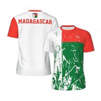 Madagaskaro vėliavos grafika Futbolo marškinėliai Mada Nacionalinis herbas 3D spausdinami Sportiniai marškinėliai Laisvalaikio pralaidūs marškinėliai XL red