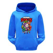 4094 Vaikiški berniukai ir mergaitės su „Brawl Stars“ spausdinti laisvalaikio džemperiai su kišenėmis ilgomis rankovėmis 140cm tamsiai mėlyna spalva