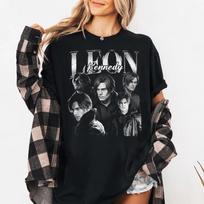 Resident Evil Requiem Leon Kennedy Shirt Vintage 90s Bootleg Tee Short Sleeve Men Women for Spring and Summer Unisex S smėlis