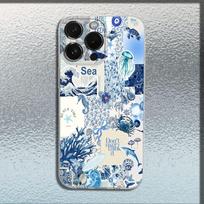 Jūros gyvūnų Jūros vėžlio meno dėklas telefonui iPhone 16,15,14,13,12,11 Plus,Pro,Max,XR,XS,X,Plus,SE,Mini Skaidrus minkštas dėklas iPhone13PRO