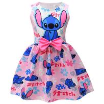 Nauji vasaros produktai, Intergalinis kūdikis Stitch mergaitės suknelė Suknelė, Vidutinio amžiaus vyresnių vaikų suknelė princesei su kaspinėliu 120cm pink