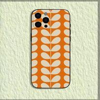 Daugiažiedis Orla Kiely F-Folio dėklas telefonui iPhone 16,15,14,13,12,11,Pro,X,XS,Max,XR,Plus,Mini Minkštas juodas dangtelis iPhoneXR orange