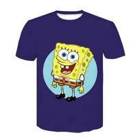 SpongeBob 3D Vasariniai trumpomis rankovėmis Harajuku apvalia apykakle Hip Hop Laisvalaikio Vaikų Marškinėliai 120 white