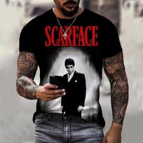 Scarface Klasikinis Filmas 3D Spausdinimo Sportiniai Greitai Džiūstantys Kvėpuojantys Vyriški Marškinėliai Lauko Gatvės Harajuku Laisvalaikio Mados Gerbėjų Trumpomis Rankovėmis S black