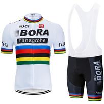 Vyriškas vasaros drabužių komplektas Vyras Lazeriu pjaustyti UCI BORA Uniforminiai kelnės Dviračių įranga Sportinė apranga Vasaros kvėpuojantis dviračių kostiumų komplektas Asian size - XL white