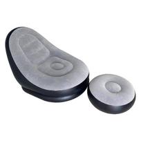 Inflatable Flocked Sofa Bed with Air Cushion for Outdoor Use gray