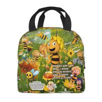 Bitė Maja su gėlėmis Animacinis Merch Izoliuota pietų dėžutė Mokyklai Maisto laikymo krepšys Daugkartinis Šaldymo Dėžutė Termo Bento Dėžutė Option 1 beige