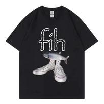 Fih Žuvis Grafinis Marškinėlis Juokingas Memas Gatvės Stiliaus Unisex Marškinėlis M gray