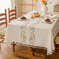 Prancūziško lino siuvinėtas vandeniui atsparus staltiesė stačiakampis kavos staliuko užvalkalas šviežias ir elegantiškas 90*90cm beige
