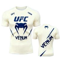 UFC Venum liepsnos rašto kompresinė apsauginė maikė vyrams, greitai džiūstanti, MMA BJJ treniruočių trumpomis rankovėmis marškinėliai, sporto salės treniruočių atletinis viršus, juodas M white