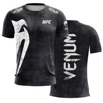 UFC Venum liepsnos rašto kompresinė apsauginė maikė vyrams, greitai džiūstanti, MMA BJJ treniruočių trumpomis rankovėmis marškinėliai, sporto salės treniruočių atletinis viršus, juodas S black