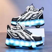 Šviečiantys riedučiai vaikams ir suaugusiems, lengvi LED ratukai su įjungimo/išjungimo jungikliu, unisex riedučių sportbačiai Sizes 3039 Full Set: 10 Pairs juoda