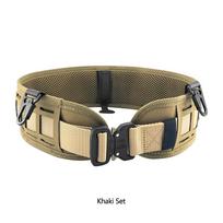 Daugiafunkcis karinis taktinis diržas, patogus Airsoft Molle diržas, armijos treniruotės minkštas paminkštintas kovinis medžioklės juosmens diržas GRGG Khaki Set-NBTR