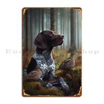 German Shorthaired Pointer Hunting Forest Metal Sign Cinema Design Wall Decor Printed Create Tin Sign Poster 20X30CM gray