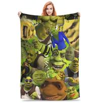Flannel Throw Blanket Stylish S-Shreks Warm Plush Blankets Soft Bedspread for Bed Living room Home Picnic Couch Size: 75*100cm, Weight: 320 GSM