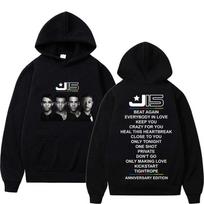 Jls Britų Pop Klasikinio Roko Grupės Tour Prekės Džemperis su Gobtuvu Vyriški Drabužiai Retro Yra Didesnio Dydžio Ilgomis Rankovėmis Palaidinė Gotikinis Laisvas Džemperis su Gobtuvu 2XL juoda