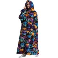 Rudens/Žiemos Negabaritinis Gaubtas-Antklodė - Unisex, Šilta, Laisvo Kirpimo Poroms Oversized 1.4XL black