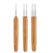 3 vnt. 0,5 mm/0,75 mm dredų nėrimo vąšeliai, mediniai nėrimo vąšeliai, įrankis plaukams dredams, pynimo amatui beige