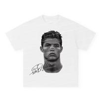 2026 New Stock Retro Soccer Game Letter Cartoon Print Breathable Casual Short Sleeve Basic Top M gray