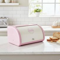 Atidaromas dangtelis Sandėliavimo dėžė tvirta metalinė duonos dėžė didelės talpos stalviršiui White Pink Trend white