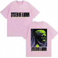 System Of A Down EU UK Tour 2026 Graphic Tee Mens Cotton Short Sleeve Streetwear T-Shirt Small rožinė