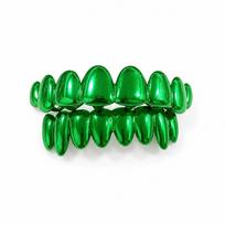 2pcs/set Eco-friendly Copper Teeth Grillz Caps Glossy Finish Teeth Jewelry  Halloween Thick Green green