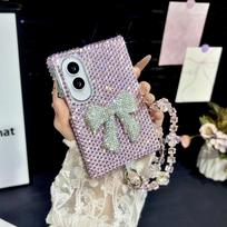 Case for Samsung Galaxy Z Fold 8 Ultra 7 6 5 4 3 with Bling Rhinestone 3D Detachable Beaded Wrist Strap Shockproof Cover  Luxury Women Phone Bumpers for Samsung Z Fold3 rožinio aukso spalvos