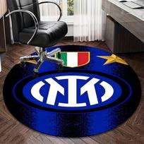 1 vnt. apvalus kilimas Inter FC emblema spausdintas apvalus kilimas, Kilimas namų biurui, Apvalus kėdės kilimėlis, Dekoratyvinis kilimas Gerbėjų dovanos Kalėdinė dovana Diameter 100cm