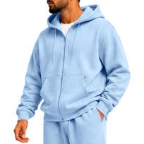 Unisex Zip Up Hoodie for Men Women Casual Sweatshirt Jacket for Fall Winter M šviesiai mėlyna spalva