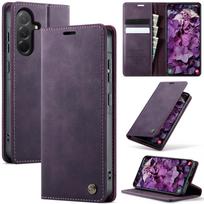 Magnetinis odinis piniginė kortelių apverčiamas dėklas, skirtas Samsung Galaxy A56 A36 A26 A16 A17 A55 A35 A25 A54 A34 A33 A15 5G A14 A53 A50 A52 Galaxy A23 violetinė