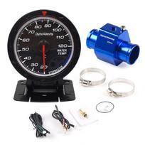 „Dynoracing“ 60 mm automobilio vandens temperatūros matuoklis 20–120 laipsnių Celsijaus su vandens temperatūros jungties vamzdžio jutiklio adapteriu 1/8NPT With 28mm adapter blue