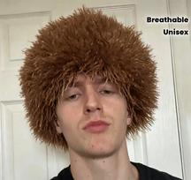 Šventinis Specialus Unisex pliušinis perukas-kepurė - Garbanoti plaukai, Vėjui atspari ir šilta One Size 58-60 Head Circumference ruda