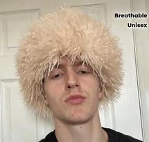 Šventinis Specialus Unisex pliušinis perukas-kepurė - Garbanoti plaukai, Vėjui atspari ir šilta One Size 58-60 Head Circumference abrikosas