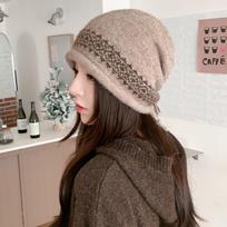 Women S Oversized Slouch Beanie Hat Jacquard Knit Warm Winter Hat One Size šviesios chaki spalvos
