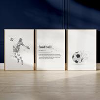 Futbolo spaudiniai Drobės plakatai Berniukų kambario spaudiniai Dovana jam Abstraktaus futbolo sienos menas Futbolo plakatas Namų miegamojo dekoras 21X30CMNo Framed black