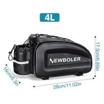 NEWBOLER Hard Shell Bicycle Trunk Bag Large Capacity Waterproof Bike Rear Seat Rack Bag Bike Shoulder Bag For MTB Cycling E-Bike black