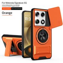 Skirta Motorola Signature dėklas Moto Signature 5G dangtelis Magsafe magnetinis sulankstomas laikiklis Karinio lygio šarvuotas kameros apsaugos dangtelis Motorola Signature black